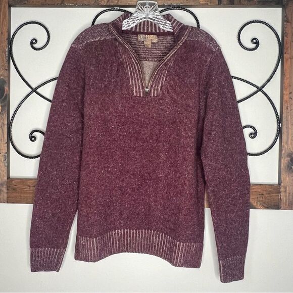 Pronto Uono Y2K Grandpacore Quarter Zip  Unisex 100% Wool Burgundy Sweater SZ L - Picture 2 of 15
